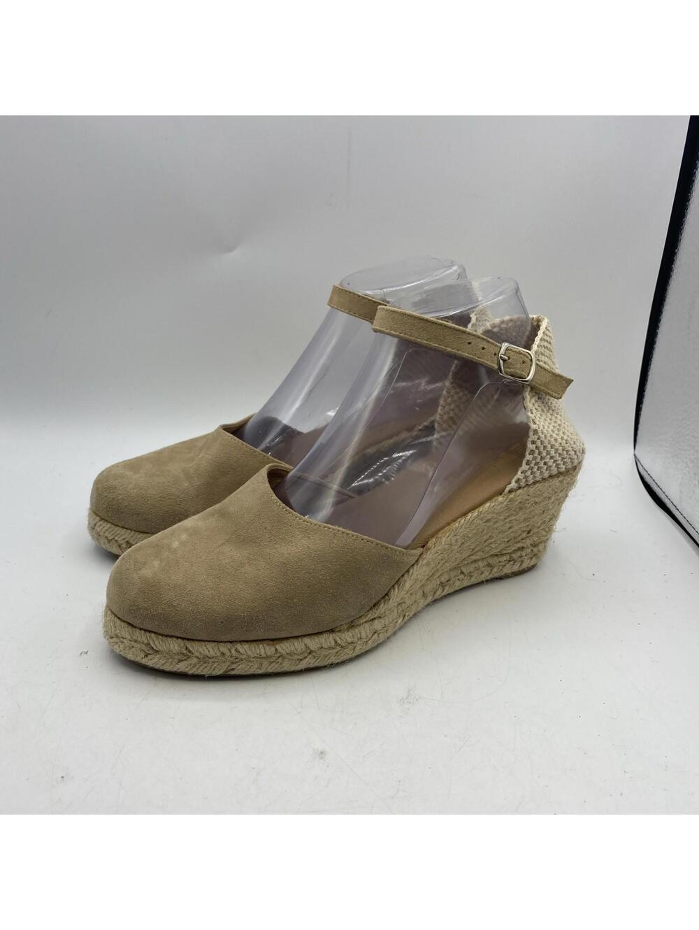 Apaseart Espardrille Wedge Heel Ankle Strap Leather Made in Spain Size 9.5